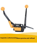 Heavy Duty Sealless Steel Strapping Tool, Manual Buckle-Free Iron Banding Machine for Secure Packaging with ergonomic handles.