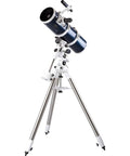 Omni XLT 150 Reflector Telescope With StarBright XLT Coatings on CG-4 mount, dark blue finish, full side view