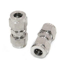 Two 304 stainless steel compression tube fittings (union) with double ferrules, 3/8 in OD x 3/8 in OD, pack of 2.