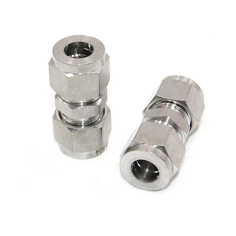 Stainless Steel Compression Tube Fitting Union With Double Ferrules 18mm OD X 18mm OD Pack Of 2 for water, oil, and air use
