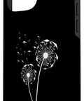 Hang Glider Art Phone Case For Men And Women Who Live For Hang Gliding, Air Sports Gift with dandelion pattern on black case
