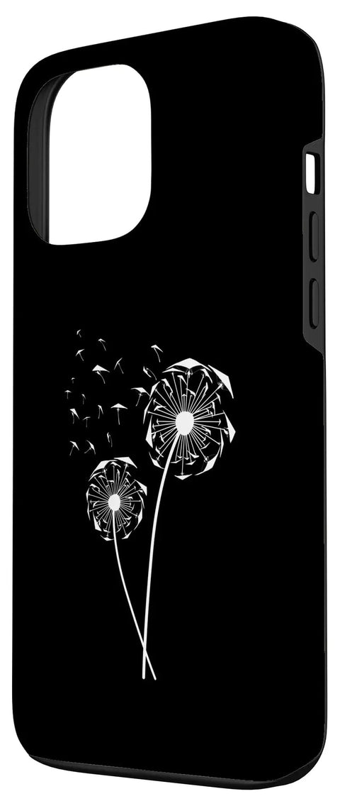 Hang Glider Art Phone Case For Men And Women Who Live For Hang Gliding, Air Sports Gift with dandelion pattern on black case