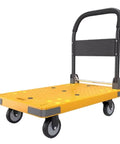Heavy Duty Foldable Push Cart Platform Dolly With Swivel Wheels Folding Trolley For Office Warehouse And Workshop Use Load Capacity 1100lbs Easy Fold Flat Portable Cart For Moving Heavy Loads. Yellow foldable platform dolly with swivel wheels and handle