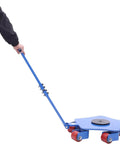 Heavy Duty Machinery Skates Carrying 4409 Lbs And Designed For No Sweat Equipment Moving With A Beast Mode Carbon Steel Base And Smooth PU Casters, showcased in blue with red PU wheels.