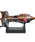Turbofan Engine Model Kit With Sensor Base And Blue LED Light Trent 900 Simulated Aircraft Engine For Hands On Science Education With Transparent Casing And Working Throttle Lever, cutaway view