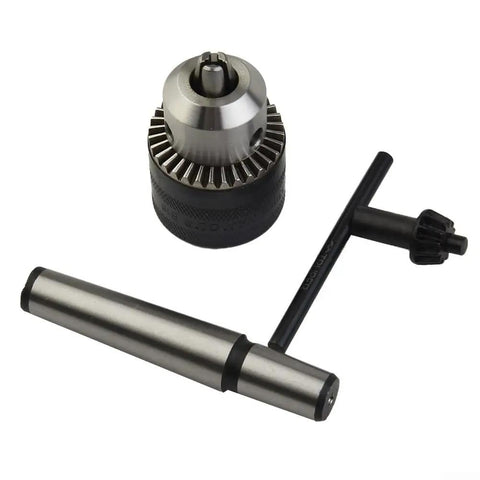 High Quality Rock Solid One Half Inch Drill Chuck With Secure Morse Taper Two Mounting Comes With Key For Precise Metal Or Wood Drilling On Lathe Tailstock Built For Serious Shop And Garage Use Making Your Work Simple And Fast To Handle, with key and Morse taper