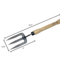 Mid Size Garden Fork For Loosening And Aerating Soil With Hardened Boron Steel Tines And Ash Hardwood Handle, dimensions shown