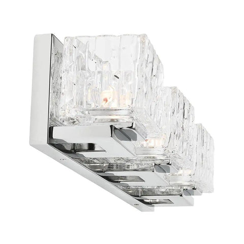 3 Light Sleek Chrome Integrated LED Vanity Light With Clear Cube Glass, 75-Watt Equivalent, Energy Efficient Bathroom Fixture