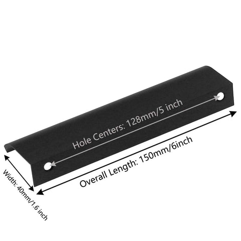 12 Piece 150mm Aluminum Concealed Finger Edge Pulls For Cabinets And Drawers With Mounting Screws Black Finish Durable One Piece