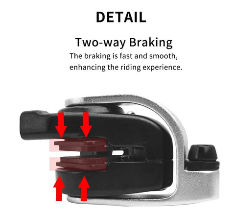 Rock Solid Mechanical Disc Brakes For Road And Cyclocross Bikes Flat Mount Caliper showing bilateral piston design for smooth braking.