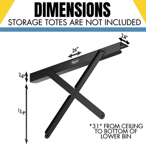 Heavy Duty Dual Rail Overhead Garage Storage System Stacking Ceiling Racks For Tote Bins Solid As A Rock No Sweat Hardware Included Easy Setup Made In Usa Totally Dope