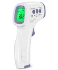 No Touch Infrared Thermometer For Adults And Kids With Fever Alert 2 In 1 Body Surface Mode No Touch Forehead And Surface Readings Instant Accurate Temperature For Baby And Family, white handheld digital model with green display