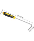 Multi Function Stainless Steel Roller Shutter Hook And Manhole Cover Lifter With Plush Rubber Grip Tough As Nails Gutsy Load Rating Universal Door Pull Bar Tool close-up of yellow and black handle and stainless steel shaft