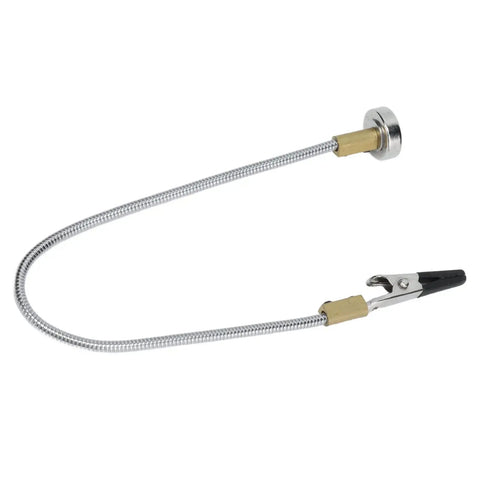 Heavy Duty Flexible Welding Auxiliary Clamp With Alloy Steel Arms And Magnetic Base For Secure Electronic Work Tabletop Vise shown from side with clip and flexible arm.