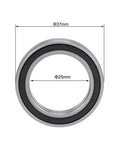 Front view: deep groove ball bearing, 25mm ID, 37mm OD, 7mm bore, double sealed chrome steel