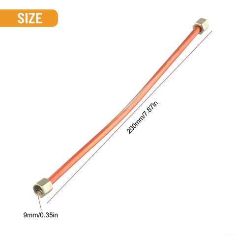 200mm G1 8 Thread Copper Aluminum Air Compressor Pipe For Exhaust Tube Replacement Oil Line Hex Nut Fitting Spare Part For Air Pumps And Pneumatic Systems Durable High Performance Fit For Pro Shops And DIY Projects, 200mm length, 9mm hex nut