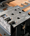 Close-up of Dovetail Jig Kit For Woodworking With Mini Templates 4211 4213 And 4215 for precision joinery with alignment lines.