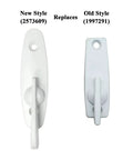 Go-To Gliding Patio Door Lock Replacement Set With Heavy Duty Keyed Cylinder And Quick Swap Thumb Latch For Andersen Tribeca Compatible Openers In Sharp White Diecast Two Nine Sixteen Inch Mounting - New and Old Style Comparison