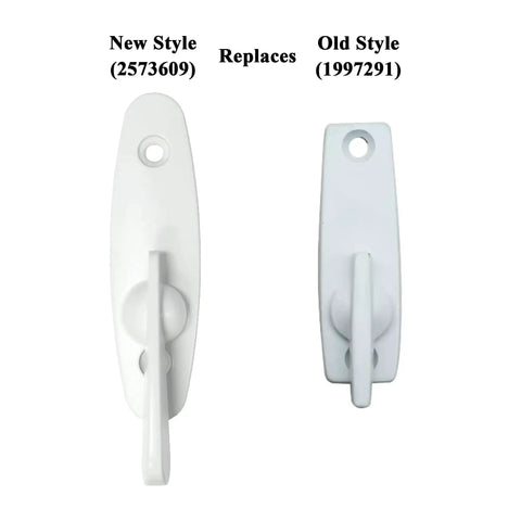 Go-To Gliding Patio Door Lock Replacement Set With Heavy Duty Keyed Cylinder And Quick Swap Thumb Latch For Andersen Tribeca Compatible Openers In Sharp White Diecast Two Nine Sixteen Inch Mounting - New and Old Style Comparison