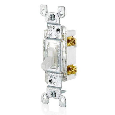 Side view of 15 Amp Toggle LED Illuminated Single Pole Switch No Neutral Needed White LED Night Light For Easy Finding In The Dark