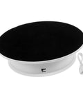 Rotating Electric Turntable Display Stand With Smooth Motorized Motion perfect for showcasing jewelry and watches on a sleek black surface.