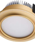 WKNHHL Recessed Lighting Housing Trim Kits Ultra Slim Ceiling Panel Light Round Led Recessed Pc Gold Aluminum view from side with clips.