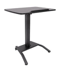 Premium Adjustable Height Standing Desk With Smooth Foot Pedal Operation And Fully Rolling Ergonomic Office Station side view of standing desk with base and handle