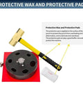 Round Disc Cutter Set With 13 Disc Sizes From One Quarter Inch To Three And Three Eighths Inches Yellow Handle Precision Hole Punch shown with protective wax and pads.