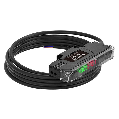 Fiber Optic Sensor Amplifier With HD LED Dual Digital Display for Long Distance Optical Switches, coiled cable view