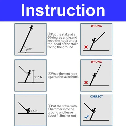 Instructions for using 12 Pack 5.9 Inch Plastic Tent Stakes With Serrated Edges Yellow Durable Lightweight ABS Plastic Best For Camping