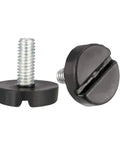 Shake Off That Wobble Fast With These Adjustable Furniture Levelers 16 Pack M6 X 15mm Threaded Feet, black round feet with metal screw.