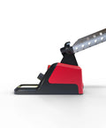 Side view of Power Grip Variable Wattage Soldering Station 20 To 80W with built-in safety rest, beefy bench-top design.
