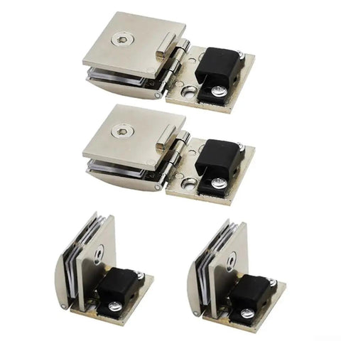 Heavy Duty Zinc Alloy Swivel Cabinet Hinges Set Of 4 For Glass Doors Wine Storage showing two types of hinges from above and side views.