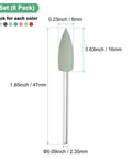 Polishing Bit Set For Rotary Tool, 0.23 Inch Dia Silicone Pointed Buffing Wheel Kit, dimensions and color shown
