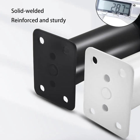 Heavy Duty Adjustable Furniture Legs With Swivel Casters, 4 Piece Metal Table And Cabinet Foot Extenders featuring solid black and white base plates.