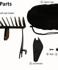 Parts of No-Rattle Golf Club Organizer For Iron Sets Only, Anti-Slip Slots Keep Clubs Secure And Quiet, includes fabric cap and holder