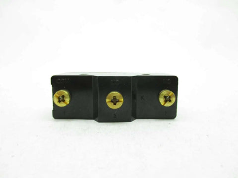 Front view of Industrial Grade A-20GQ-B7-K 480V AC 20A Switch for Control Panels, featuring screw terminals and black housing.