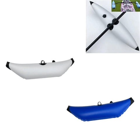 Inflatable Kayak Outrigger Stabilizer For Paddling Boats And Canoes Side Mount Flotation Buoy With Easy Install Hardware in blue and white