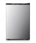 Compact 3.0 Cu Ft Upright Freezer In Silver With Moveable Shelves And A Lean Vertical Build Made For Tight Apartments Or Small Kitchens, front view.