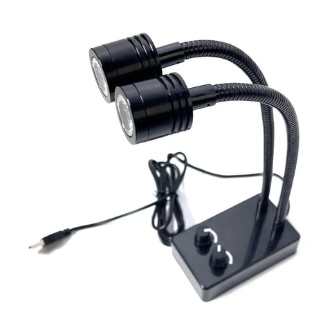 USB Dual Gooseneck Microscope Light For Precision Soldering And PCB Repair Pro Grade Flexible 360 Degree Arms With Dimmable Brightness For Clear Lab Inspections And Accurate Optical Testing, black USB lamp with dual gooseneck arms and dimmer base