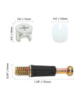 Twenty Four Piece 35 mm Cam Screw And Dowel Pin Kit With Zinc Connectors For Drawer And Dresser Refresh Kickstart Your Project With No Sweat Install Heavy Duty Gear, showing 35mm cam screw, nut, and connector.