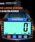 Heavy Duty Hanging Crane Scale 11000 Lbs 5T With Remote Control And LCD Display Measures Temperature And Humidity Built Tough Industrial Grade For Construction Factory Farm Silver showing large screen display with clear reading and control buttons.