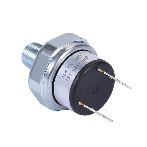 Close-up of Heavy-Duty Universal Air Pressure Switch 70 100 PSI For 1/8-27 NPT Lines Plug-And-Play Works With 24V 12V DC And 110V 120V 240V AC