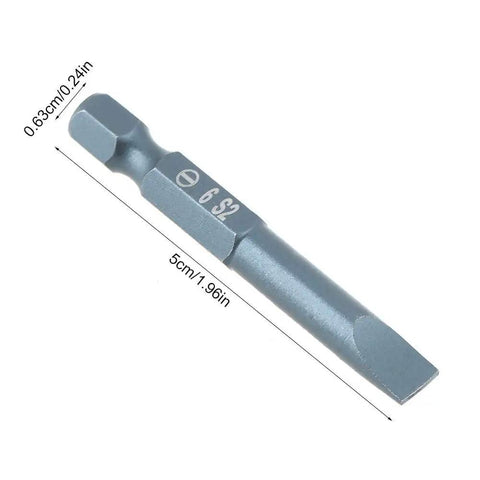 Top Tier Slotted Screwdriver Bits Set With 10 Pieces Featuring Tough S2 Alloy Steel, Magnetic Hold, And 1/4 Inch Hex Shank Perfect For Heavy Duty Drilling And Pro Tool Kits, 6x50mm bit