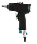 Heavy Duty 3/8 Inch Pneumatic Impact Wrench With Forward Reverse Toggle slick compact build, side view showing air inlet and trigger.