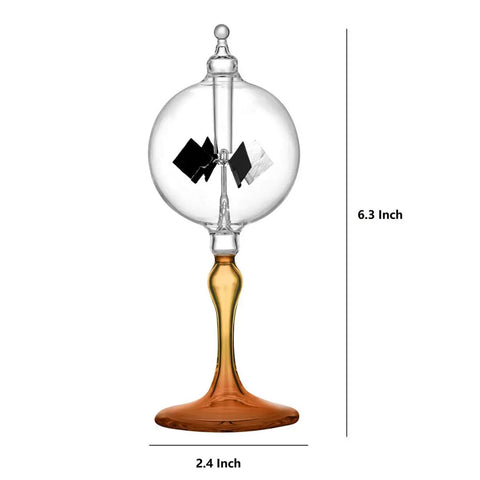 Solar Powered Glass Radiometer With Spinning Vanes Crookes Windmill Desk Decor Gift For Home Or Office Orange Glass Bulb That Spins In Light For A Cool Kinetic Display And Totally Aesthetic