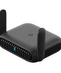 Roam 6 AX1500 Portable WiFi 6 Travel Router Dual Band For Easy Public WiFi Sharing Hotel RV Travel Approved Phone WiFi Tether USB C 3.0 Multi Mode OpenVPN WireGuard TL-WR1512X with antennas up.