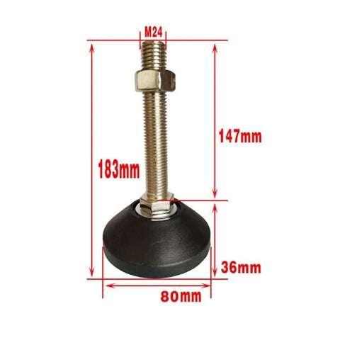 Heavy Duty Adjustable Leveler Feet 10 Piece Set Thick Carbon Steel Furniture Support Screws with dimensions shown.