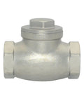 Stainless steel SS316 swing check valve, 1-inch NPT female–female threads, silver