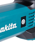 Cordless 18V Li Ion Inflator With Digital Backlit Gauge close-up showing power button and brand logo on the side panel